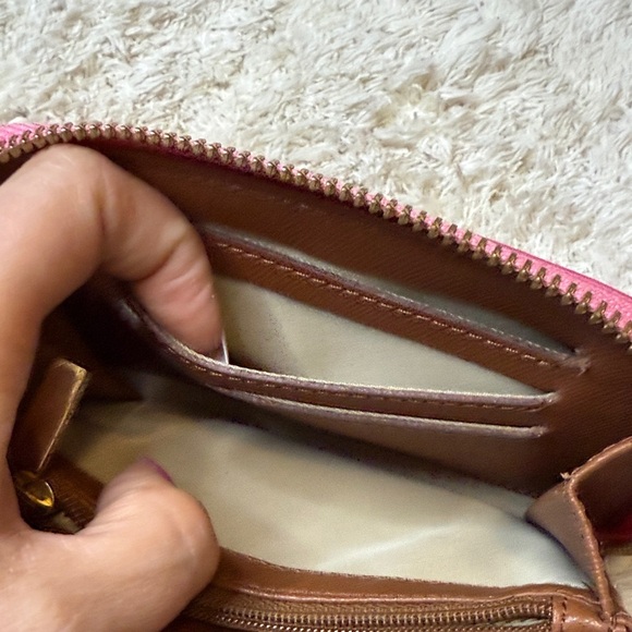 Tory Burch Fuchsia Mini Robinson Wallet Zip Around with Gold Logo - Picture 10 of 10